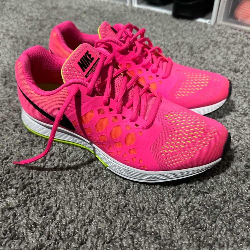 Nike Pink and Yellow Athletic Shoes with Mesh Upper